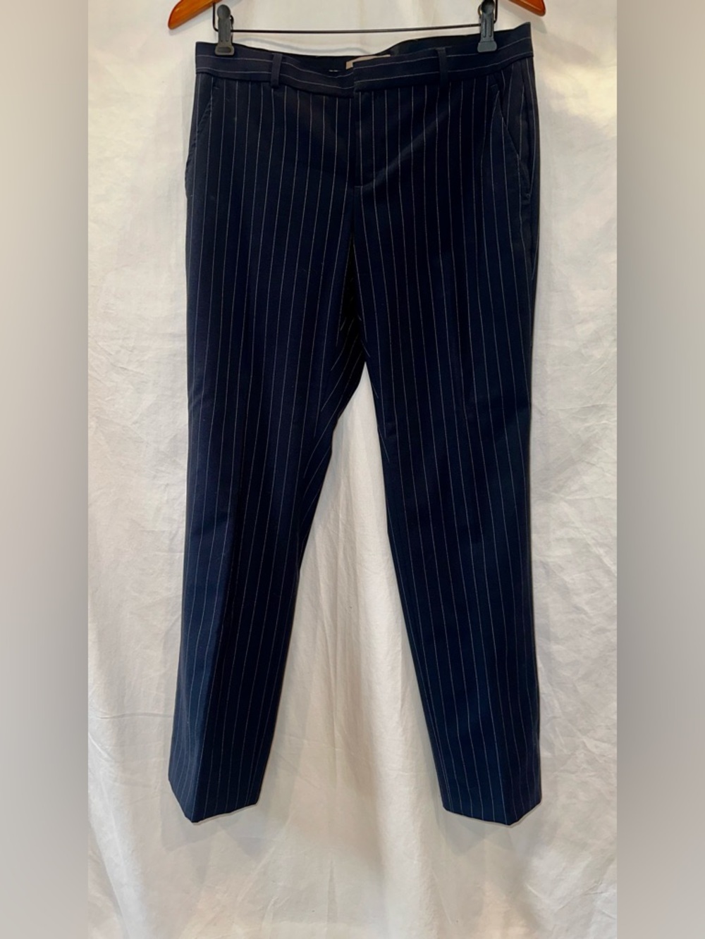 Banana Republic Navy Pinstripe Lined Wool Pants  - 6